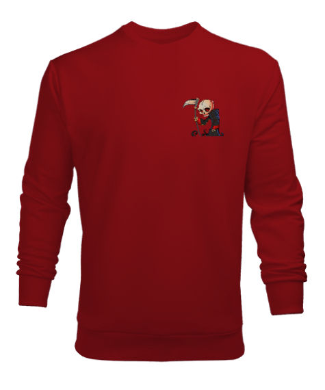 Tisho - İSKELET BASKILI Kırmızı Erkek Sweatshirt