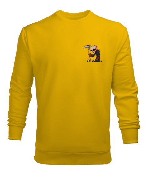 Tisho - İSKELET BASKILI Sarı Erkek Sweatshirt