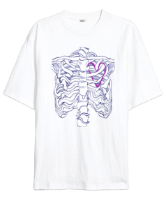 Tisho - İskelet kalp Oversize Unisex Tişört
