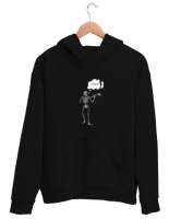 İskelet Siyah Unisex Kapşonlu Sweatshirt - Tisho