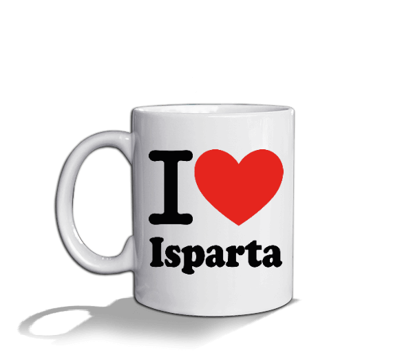 Tisho - Isparta seviyorum ve gül baskılı Beyaz Kupa Bardak