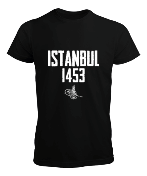 Tisho - İstanbul 1453 Fetih Tasarım Baskılı Siyah Erkek Tişört