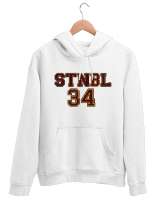 İSTANBUL 34 Beyaz Unisex Kapşonlu Sweatshirt - Tisho