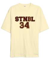 İSTANBUL 34 Krem Oversize Unisex Tişört - Tisho