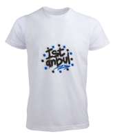 İstanbul baskılı Beyaz Erkek Tişört - Tisho