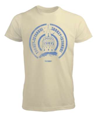 istanbul baskılı Krem Erkek Tişört - Tisho