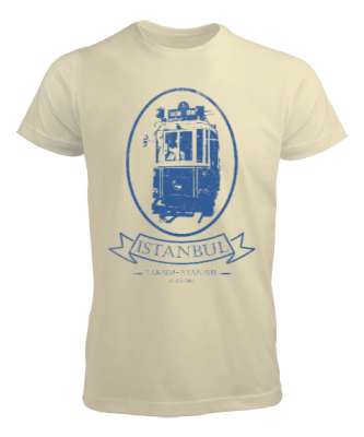istanbul baskılı Krem Erkek Tişört - Tisho