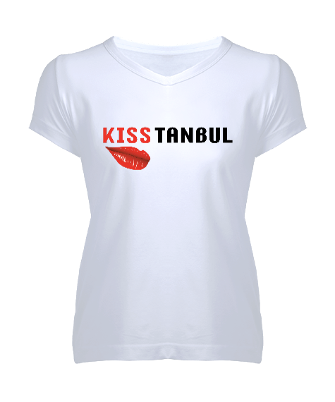 Tisho - İstanbul Bayan tasarım Kadın V Yaka Tişört