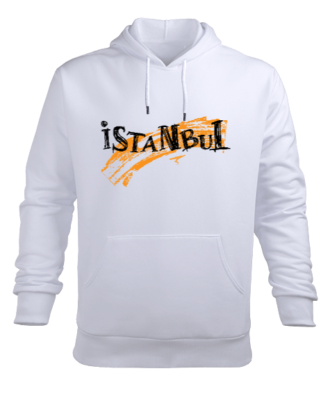 Tisho - İSTANBUL Beyaz Erkek Kapüşonlu Hoodie Sweatshirt