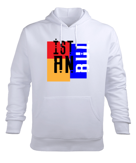 Tisho - İSTANBUL Beyaz Erkek Kapüşonlu Hoodie Sweatshirt