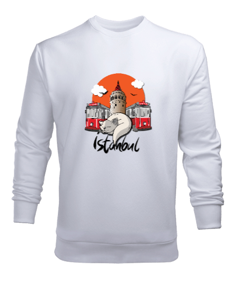 Tisho - İSTANBUL Beyaz Erkek Sweatshirt