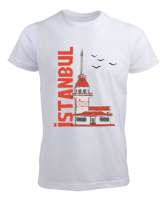 İstanbul Beyaz Erkek Tişört - Tisho