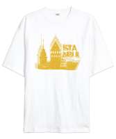 İSTANBUL Beyaz Oversize Unisex Tişört - Tisho