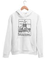 İSTANBUL Beyaz Unisex Kapşonlu Sweatshirt - Tisho