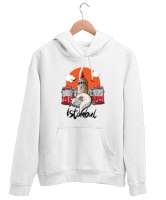 İSTANBUL Beyaz Unisex Kapşonlu Sweatshirt - Tisho
