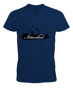 İstanbul Erkek Kısa Kol V Yaka Tişört - Tisho