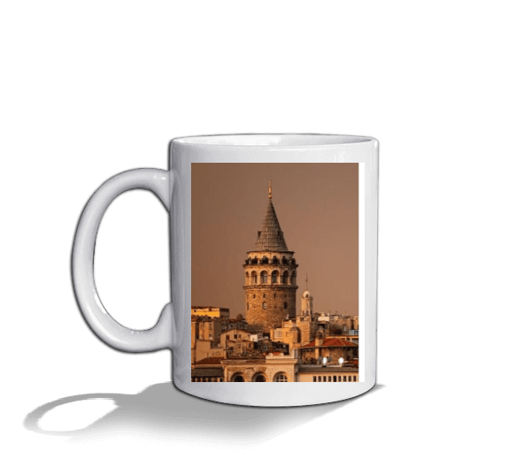 Tisho - İstanbul Galata Kuleli Kupa Beyaz Kupa Bardak