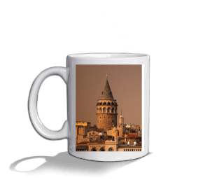 İstanbul Galata Kuleli Kupa Beyaz Kupa Bardak - Thumbnail