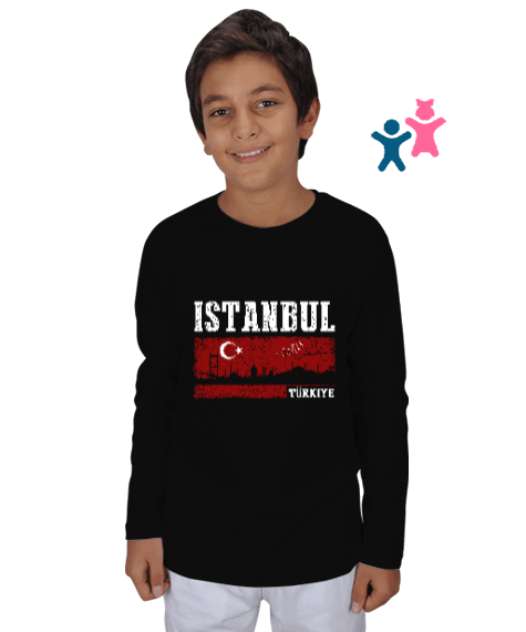 Tisho - istanbul, istanbul şehir,Türkiye,Türkiye bayrağı. Çocuk Unisex Uzunkollu