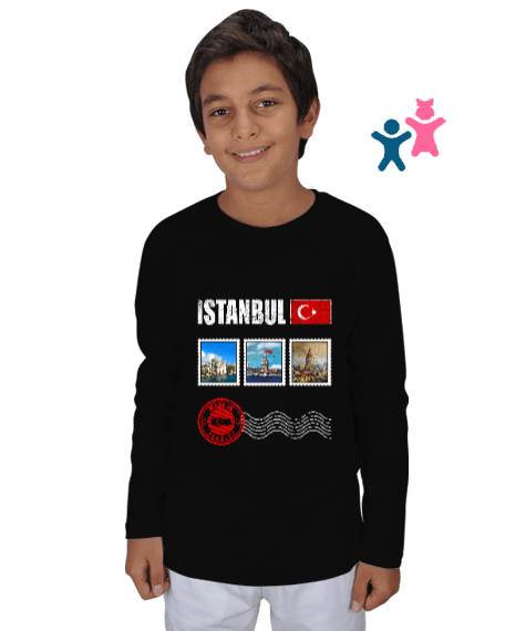 Tisho - istanbul, istanbul şehir,Türkiye,Türkiye bayrağı. Çocuk Unisex Uzunkollu