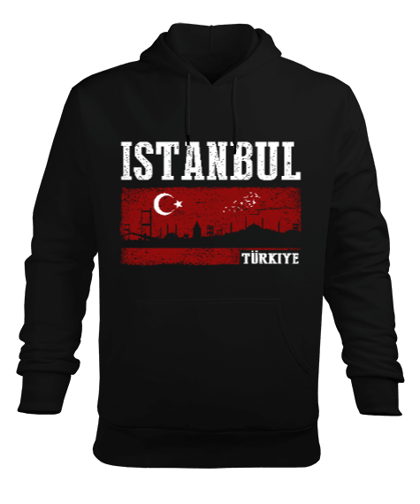 istanbul, istanbul şehir,Türkiye,Türkiye bayrağı. Erkek Kapüşonlu Hoodie Sweatshirt - Tisho