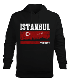 istanbul, istanbul şehir,Türkiye,Türkiye bayrağı. Erkek Kapüşonlu Hoodie Sweatshirt - Tisho