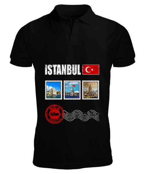 Tisho - istanbul, istanbul şehir,Türkiye,Türkiye bayrağı. Erkek Kısa Kol Polo Yaka