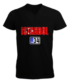 istanbul, istanbul şehir,Türkiye,Türkiye bayrağı. Erkek Kısa Kol V Yaka Tişört - Tisho