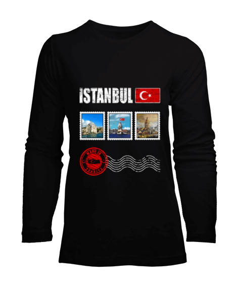 Tisho - istanbul, istanbul şehir,Türkiye,Türkiye bayrağı. Kadın Uzun Kol Tişört