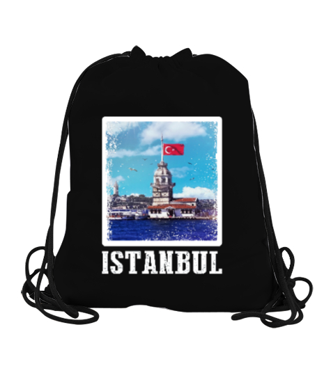 Tisho - istanbul, istanbul şehir,Türkiye,Türkiye bayrağı. Siyah Büzgülü Spor Çanta