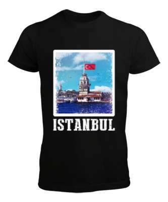 istanbul, istanbul şehir,Türkiye,Türkiye bayrağı. Siyah Erkek Tişört - Tisho