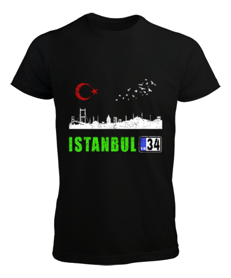 istanbul, istanbul şehir,Türkiye,Türkiye bayrağı. Siyah Erkek Tişört - Tisho