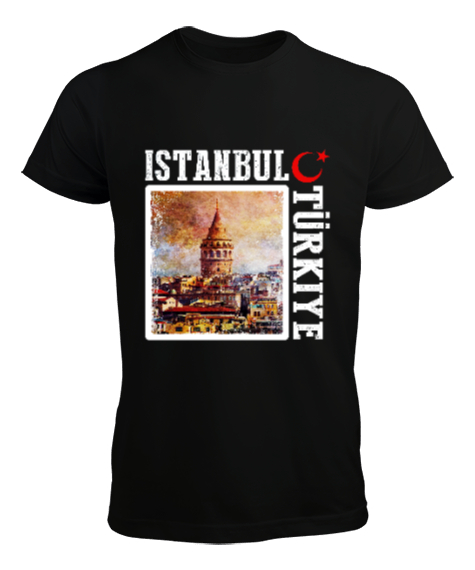 Tisho - istanbul, istanbul şehir,Türkiye,Türkiye bayrağı. Siyah Erkek Tişört