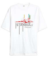 İstanbul - İstanbulu Dinliyorum Beyaz Oversize Unisex Tişört - Tisho