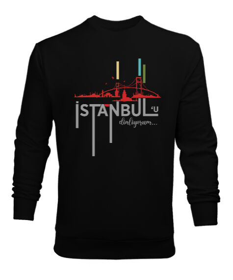 İstanbul - İstanbulu Dinliyorum Siyah Erkek Sweatshirt