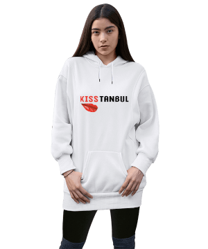 istanbul Kadın Uzun Hoodie Kapüşonlu Sweatshirt - Tisho
