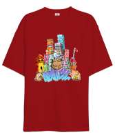 İSTANBUL Kırmızı Oversize Unisex Tişört - Tisho