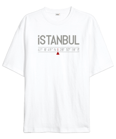 İstanbul Koordinatlar Oversize Unisex Tişört - Tisho