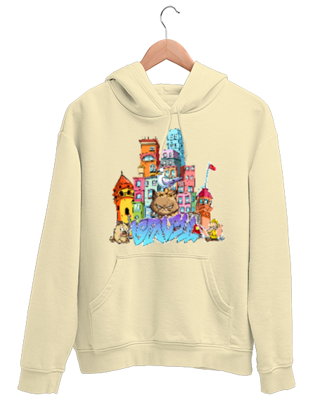 İSTANBUL Krem Unisex Kapşonlu Sweatshirt - Tisho