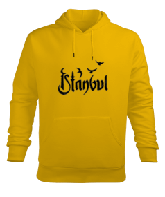 İstanbul-Sarı Sweatshirt Erkek Kapüşonlu Hoodie Sweatshirt - Tisho