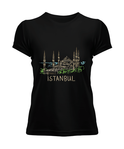 Tisho - Istanbul Şehir Tasarımı Siyah Kadın Tişört