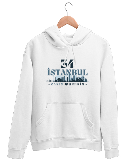 Tisho - İstanbul Sevgisi Beyaz Unisex Kapşonlu Sweatshirt