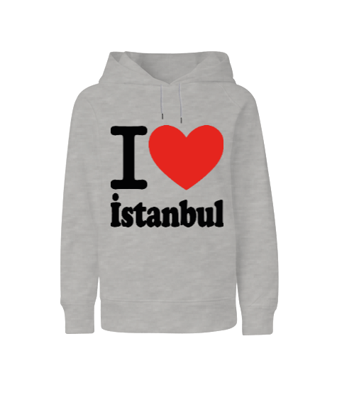Tisho - İstanbul seviyorum baskılı erkek Çocuk Unisex Hoodie Kapüşonlu
