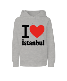 İstanbul seviyorum baskılı erkek Çocuk Unisex Hoodie Kapüşonlu - Tisho