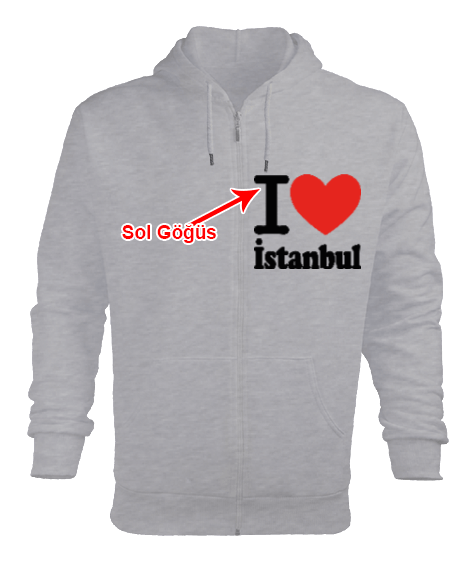 Tisho - İstanbul seviyorum baskılı erkek Erkek Kapşonlu Fermuarlı