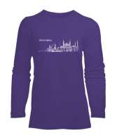 İstanbul Silüet Mor Kadın Uzun Kol Tişört - Tisho