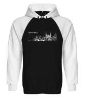 İstanbul Silüet Siyah/Beyaz Orjinal Reglan Hoodie Unisex Sweatshirt - Tisho