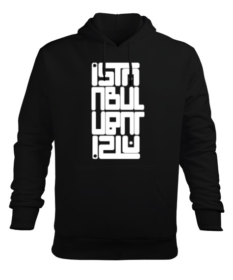 Tisho - İSTANBUL Siyah Erkek Kapüşonlu Hoodie Sweatshirt