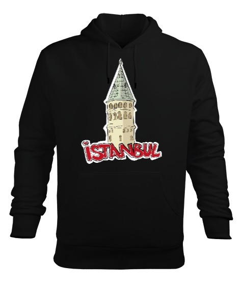 Tisho - istanbul Siyah Erkek Kapüşonlu Hoodie Sweatshirt