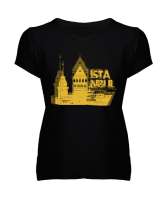 İSTANBUL Siyah Kadın V Yaka Tişört - Tisho